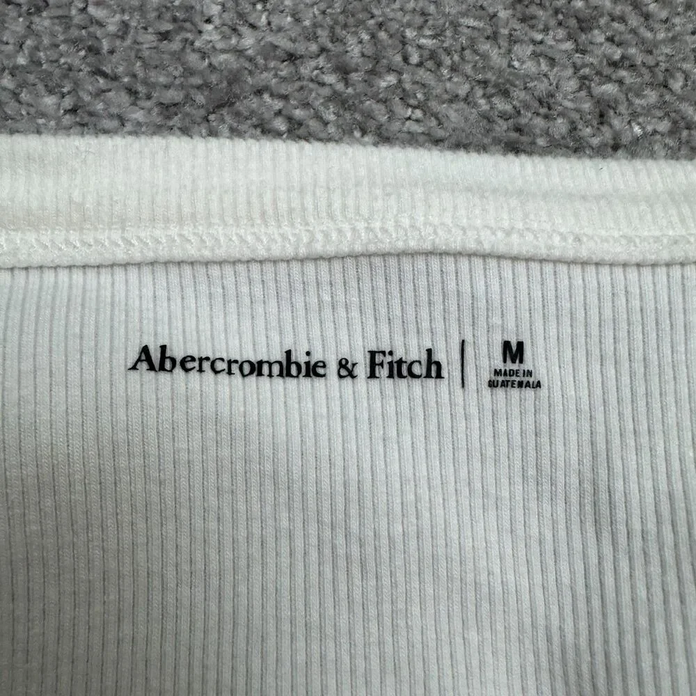 Abercrombie & Fitch Button Up Ribbed Knit Tank Top Womens Medium White Stretch